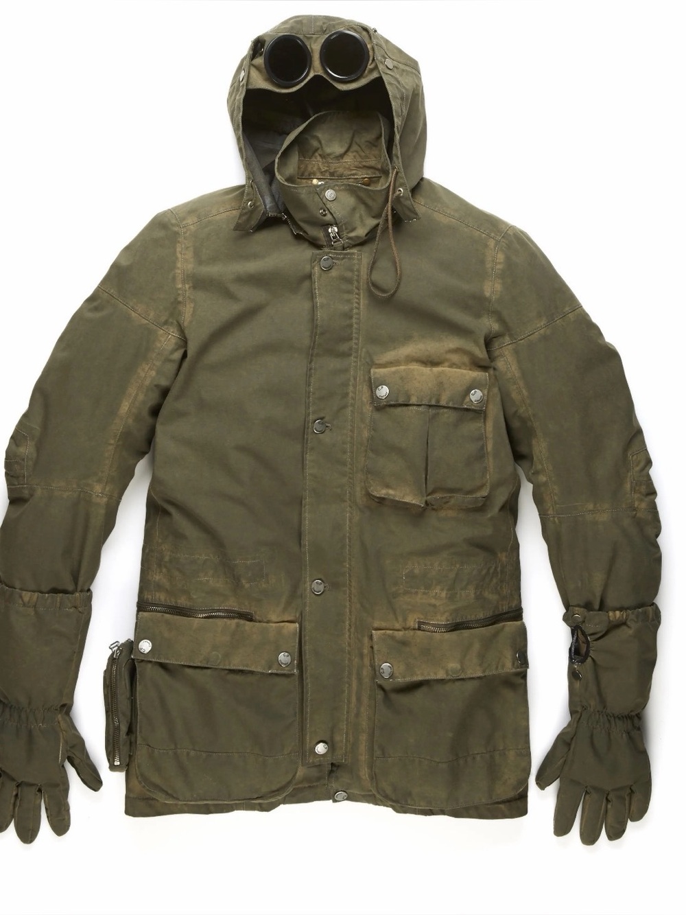 C.P. Company Olive Military Field Jacket with Detachable Zip Pouch